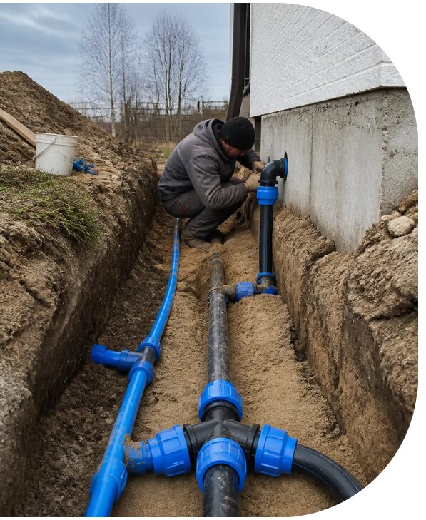 Монтаж наружного водопровода на участке под ключ в Угличе